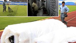 Las autoridades de Inmude sigue con sus labores para pulir lo más que se pueda el estadio Olímpico de San Pedro Sula para el duelo entre Honduras y Panamá. FOTOS: DELMER MARTÍNEZ