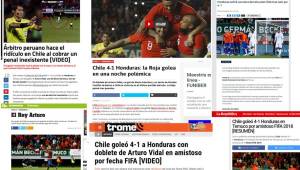 La Selección de Honduras cayó 4-1 de visita ante Chile en Temuco. Esto amaneció diciendo la prensa internacional sobre los dos penales inexistentes.