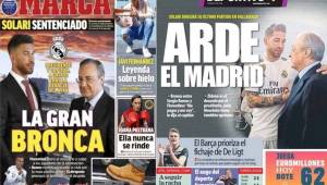 En España resaltan la crisis del Real Madrid donde Sergio Ramos y Florentino Pérez tuvieron una bronca que salió a la luz.