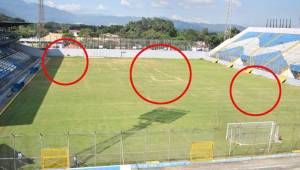 Esta es una foto de hoy sobre cómo quedó la grama del estadio Morazán tras un concierto musical. Foto cortesía