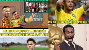 Los hinchas aprovecharon la ocasión para crear divertidos memes por la exclusión de Neymar de los premios The Best.