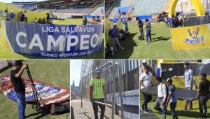 La Liga Nacional de Honduras ha empezado a realizar los preparativos por si el Olimpia se consagra campeonísimo del torneo Apertura en la Pentagonal. Fotos Ronald Aceituno.