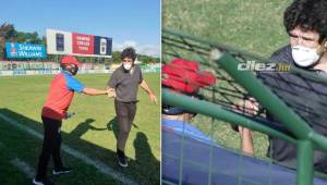 Héctor Vargas y Pedro Troglio se dieron un saludo ameno previo al juego.