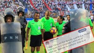El árbitro Óscar Moncada expulsó a dos jugadores del Olimpia cuando estos vencían 1-0 al Motagua y tras quedarse con nueve hombres, Motagua les empató.