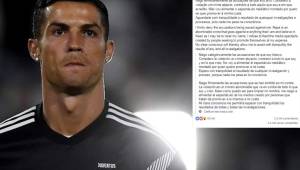 Cristiano Ronaldo ha emitido un comunicado oficial sobre la presunta violación a una mujer en Las Vegas en el 2009.