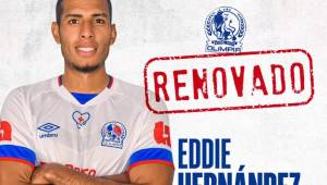 Eddie Hernández ha renovado su contrato con el Olimpia y seguirá con los merengues por dos torneos.