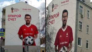 Gigantesco grafiti de Messi se hizo en Moscú para promocionar el Mundial.