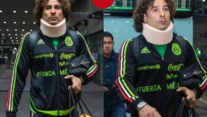 Ochoa llegó a México con un collarín después de su lesión. // Fotos cortesía diario Récord.