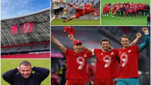 En una fiesta de goles ante el Mönchengladbach, el Bayern Múnich se consagró monarca de la Bundesliga alemana por novena vez consecutiva y trigésima en su laureada historia. El festejo de los jugadores y cuerpo técnico comenzó inmediatamente tras el partido, dejando unas bonitas imágenes para el recuerdo.