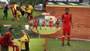 Real España continuó este lunes con sus trabajos de pretemporada con la disputa de un colectivo del primer equipo contra las reservas. Nuevos rostros se vieron en el entrenamiento aurinegro y hubo una celebración especial al cumpleañero. Fotos: Julio Aguilera.