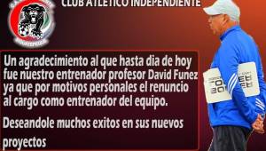 David 'Fúnez' no conquistó los mejores resultados con el Independiente.