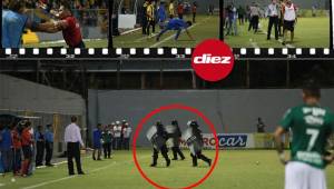 Estas son las otras imágenes que no mostró la televisión del clásico Real España-Marathón en el estadio Morazán. Mirá la pancarta que le dedicaron a los verdes.