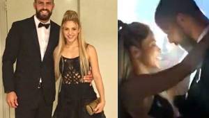Gerard Piqué junto a Shakira en la boda de Messi y Roccuzzo.