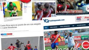 La prensa de Costa Rica alaba a los suyos y califican el empate ante Honduras en el Morazán como 'empate de oro'.