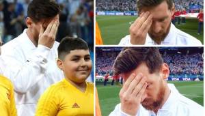 En el momento en el que se entonaban los himnos, las cámaras captaron a un Lionel Messi preocupado y las imágenes se volvieron virales.