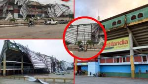 El estadio Juan Ramón Brevé, casa del Juticalpa FC, no soportó los fuertes vientos de una tormenta y el techo del tendido de populares terminó cediendo.