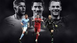 De Bruyne, Lewandowski y Neuer son los tres candidatos a ganar el premio al Jugador del Año que entrega la UEFA.
