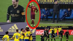 Te presentamos las fotos del partido entre Cádiz y Barcelona. El dolor de Messi y la tristeza del Barcelona tras perder contra el equipo del Choco Lozano.