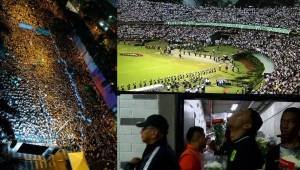 Los miles de aficionados del Atlético Nacional llenaron el Atanasio Girardot de Medellín donde han rendido un homenaje espectacular al Chapecoense.