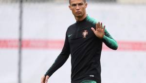 Cristiano Ronaldo en el entrenamiento de Portugal en Rusia.