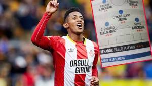 El delantero hondureño Choco Lozano es destacado en el diario MARCA en el 11 ideal de la jornada junto a Leo Messi y Cristiano Ronaldo.