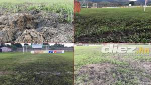 La cancha del estadio Francisco Martínez está totalmente destrozada, se pudo apreciar en el juego de la Real Sociedad ante el Honduras Progreso.