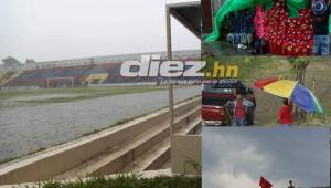 El frente frío que está ingresando al país ha afectado ya a la cancha del estadio Ceibeña. En Tocoa también habrá lluvia.