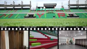 El estadio Yankel Rosenthal de San Pedro Sula, casa del Marathón, ha sido pintado y mejorado el camerino del equipo local. Fotos cortesía GAMA.