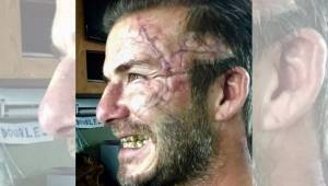 Así ha quedado el rostro de David Beckham después de varias horas de maquillaje.