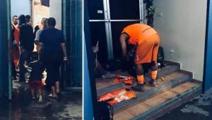 Lamentables imágenes. Los jugadores de la UPNFM tuvieron que cambiarse fuera del camerino en el Morazán porque este se inundó.