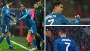 Las fotos de Cristiano Ronaldo lo dejan en evidencia. El partido entre la Juventus y el Lokomotiv en Moscú estaba 1-1 (2-1 el resultado final) y Sarri sacó a su estrella, que mostró su enojo.