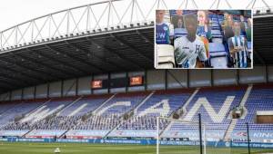 Wiigan ubicó la imagen de ambos futbolistas en las gradas del DW Stadium.