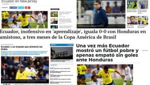 Ecuador empató contra Honduras en el Red Bull Arena y la presa del país sudamericano criticó la actuación de su selección contra los catrachos como decepcionante.