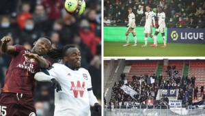 Alberth Elis marcó su tercer gol en Francia y estas fueron las fotos que dejó del hondureño el partido contra Metz. Agredeció a la afición y celebró como la 'panterita'.