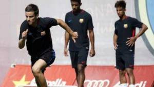 Choco Lozano entrenando con el primer equipo del Barcelona.