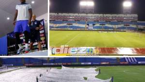 La Selección de Honduras se vio afectada por las fuertes lluvias en San Pedro Sula, ya que no pudieron realizar su último entrenamiento de cara al juego ante Martinica por la Liga de Naciones de Concacaf. FOTOS: Neptali Romero.