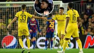 El extremo inglés Jadon Sancho arrancó en la banca en el Camp Nou, ingresó de cambio y marcó el descuento del Dortmund ante Barcelona.