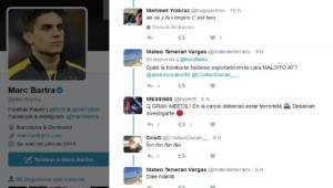 Marc Bartra recibió amenazas de muerte en su cuenta de Twitter por elogiar a Messi.