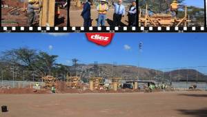 Las autoridades de la Comisión Normalizadora de la Fenafuth encabezado por el presidente Jaime Villegas se hicieron presentes al terreno aledaño al Birichiche para supervisar la cancha del sector menor que se está construyendo. Fotos Ronald Aceituno