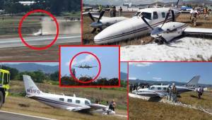 Una avioneta que salió de Tegucigalpa rumbo a Belice tuvo un problema en su tren de aterrizaje y debido a eso descendió con una sola llanta.