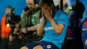 El delantero Aleksandr Kokorin se rompió el ligamento cruzado de la rodilla en el del jueves entre Zenit y Leipzig.