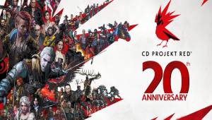 Celebrando su aniversario número 20, CD Projekt Red lanzó esta espectacular imagen decorada con personajes de sus dos sagas: The Witcher y Cyberpunk 2077.