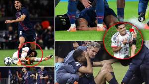 El extremo colombiano marcó un doblete en la victoria del Bayern sobre PSG, pero también vio la roja por lesionar al marroquí.