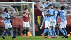 Jugadores del Manchester City celebran su clasificación a la final. Foto: AFP