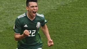 Mexico's forward Hirving Lozano celebrates after scoring during the Russia 2018 World Cup Group F football match between Germany and Mexico at the Luzhniki Stadium in Moscow on June 17, 2018. / AFP PHOTO / Mladen ANTONOV / RESTRICTED TO EDITORIAL USE - NO MOBILE PUSH ALERTS/DOWNLOADS