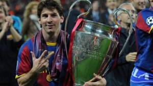 Lionel Messi con su tercer título de Champions obtenido bajo el mando de Pep Guardiola. Foto: Diez.