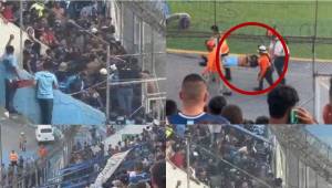 ¡ZAFARRANCHO EN EL ESTADIO NACIONAL! Así se vivió la espantosa pelea entre miembros de la barra del Motagua con la policía en sol norte. FOTOS: Emilio Flores | José Vásquez.