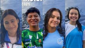 Daylin Benítez, Josué Matute, Giulliana Ramírez y Fernanda Varela, los nadadores que impusieron récords nacionales. Fotos cortesía Fehna.