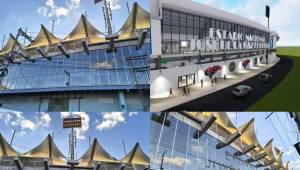 ¡Está quedando bonito! Así luce el Estadio Nacional Chelato Uclés con la nueva fachada del centro comercial en la localidad de sol centro.