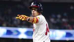 El sampedrano Mauricio Dubón volvió a conectar hit en cuarto partido consecutivo con los Bravos de Atlanta en las Grandes Ligas. Foto cortesía Bravos